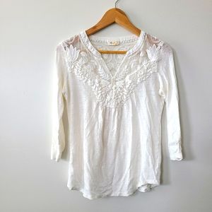 Anthropologie Meadow Rue Off White Lace Top